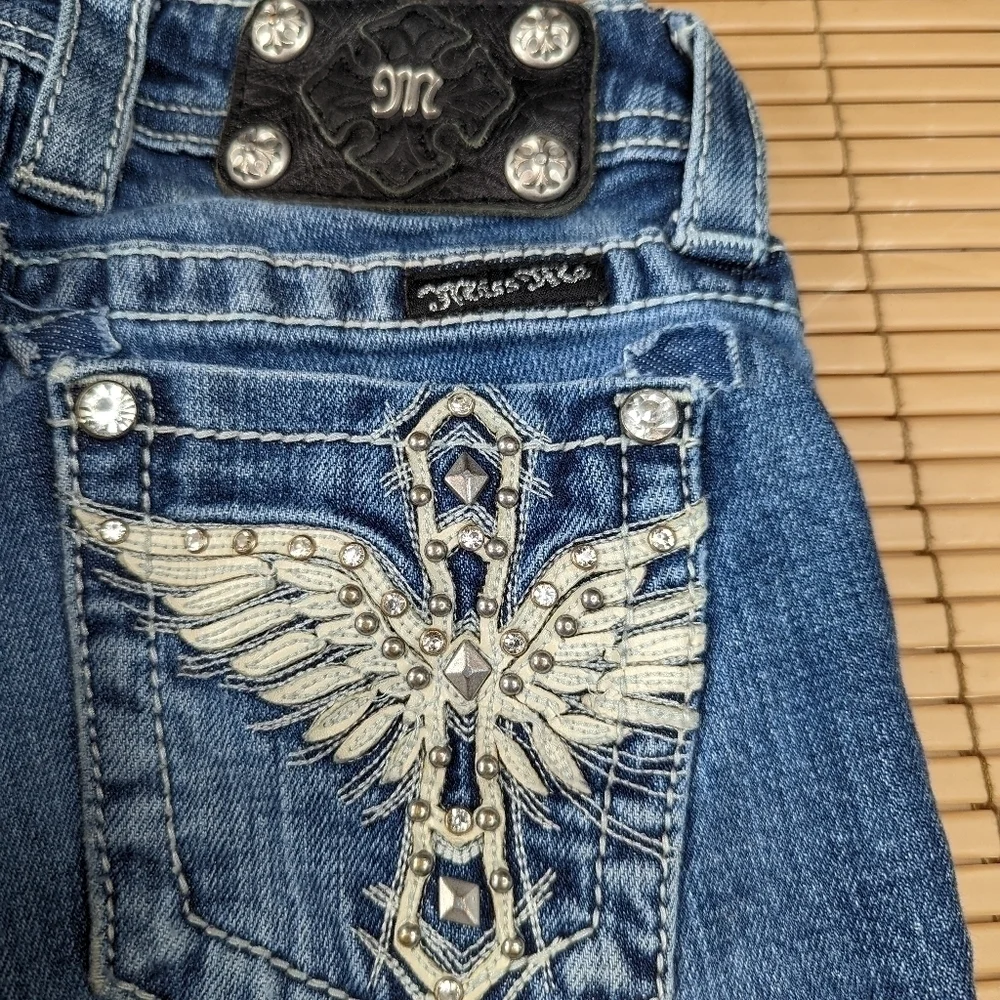 Miss Mee Girls sz 12.  Bermuda jeans shorts . Winged Eagle.  tk5117m6. Mm8pm